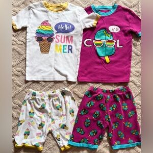 Girls Size 5 Pajama Bundle - Joyond Short Sleeve & Shorts 2pc PJ Sets, Lot Of 2